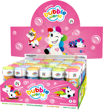 Unicorn - Bolle di sapone Bubble World - Confezione da 36 pz