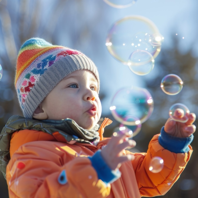 GIOCO ALL’ARIA APERTA IN INVERNO E BOLLE DI SAPONE ANCHE SULLA NEVE!