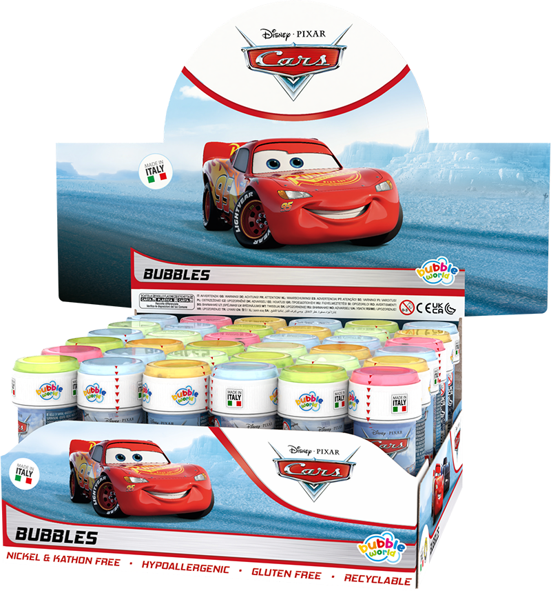 Disney/Pixar Cars - Bolle di sapone Bubble World - Confezione da 36 pz