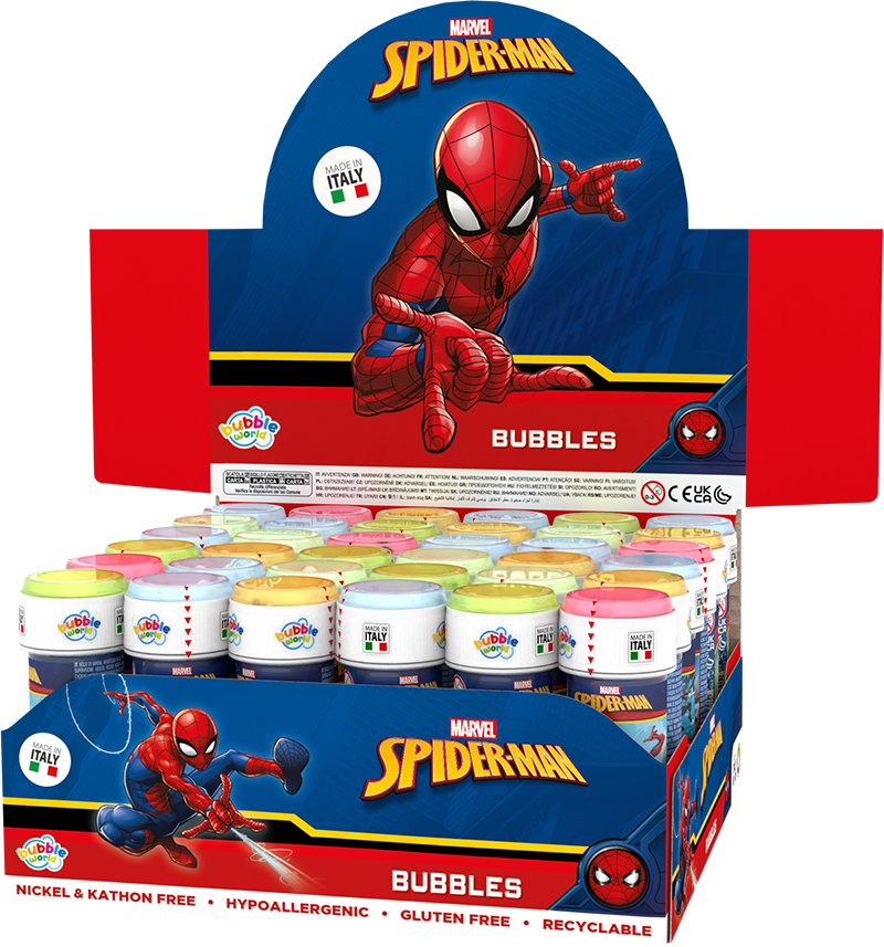 Spider-Man - Bolle di sapone Bubble World - Confezione da 36 pz