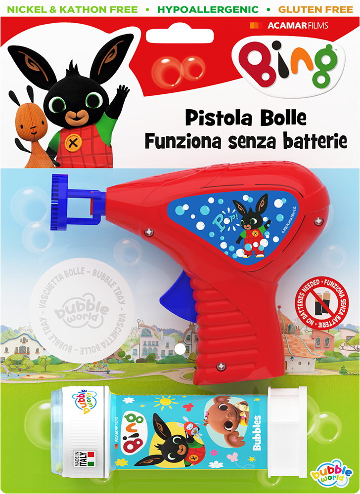 Bing - Pistola bolle piccola Bubble World in blister