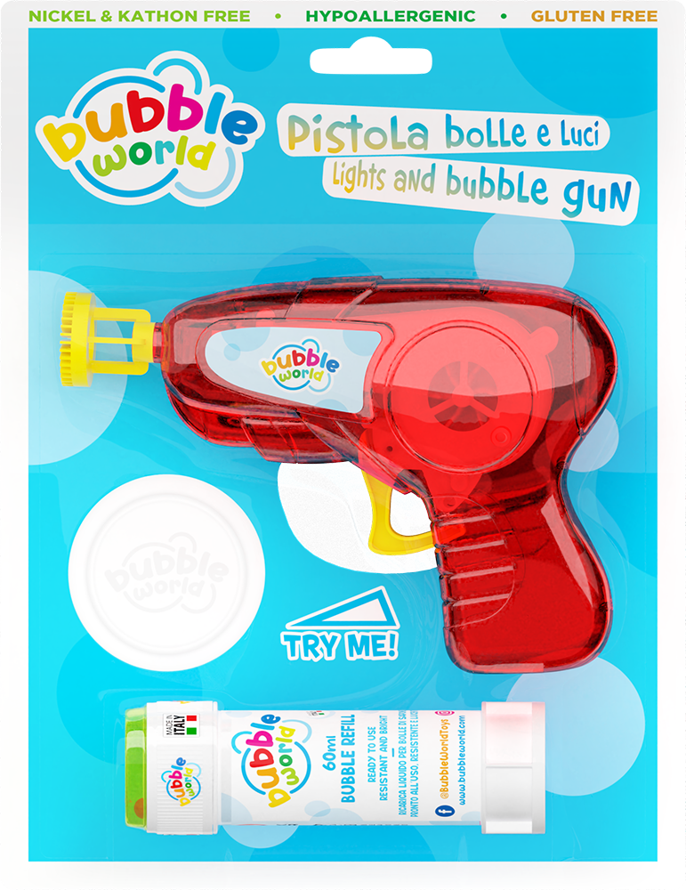 Classic - Pistola bolle media luci Bubble World in blister