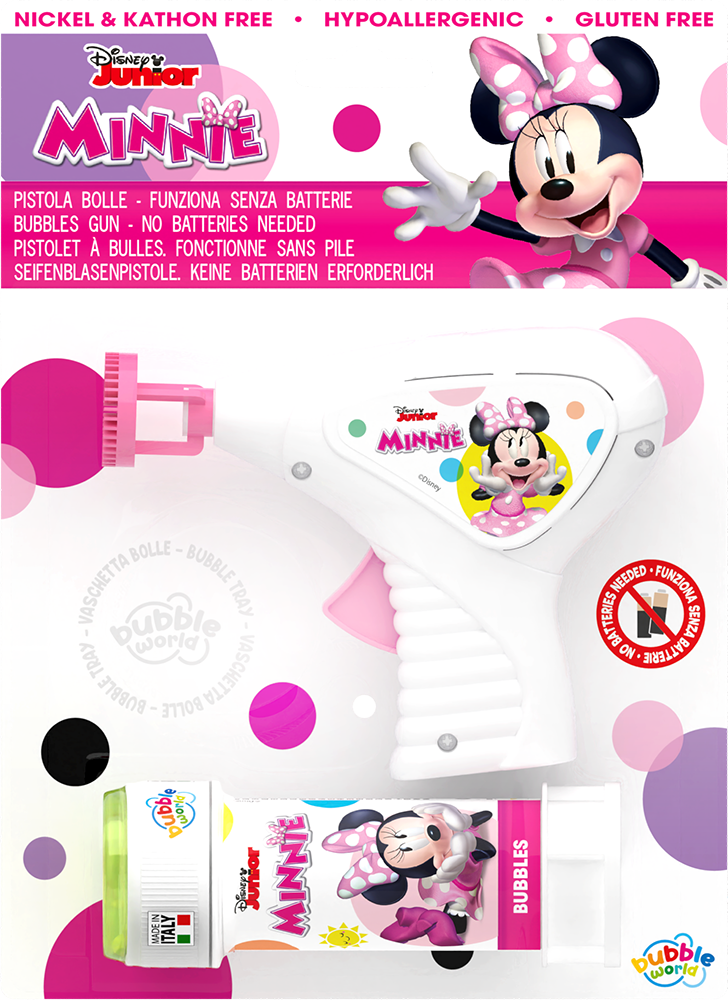 Minnie Mouse - Pistola bolle piccola Bubble World in blister
