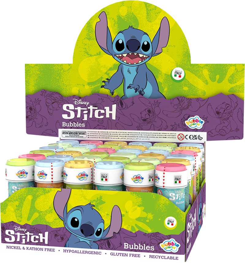 Stitch - Bolle di sapone Bubble World - Confezione da 36 pz